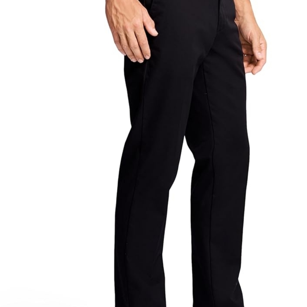 IZOD Men PANTS 40x32 BLACK AMERICAN CHINO STRAIGHT FIT FLAT FRONT 100% COTTON - Picture 4 of 7